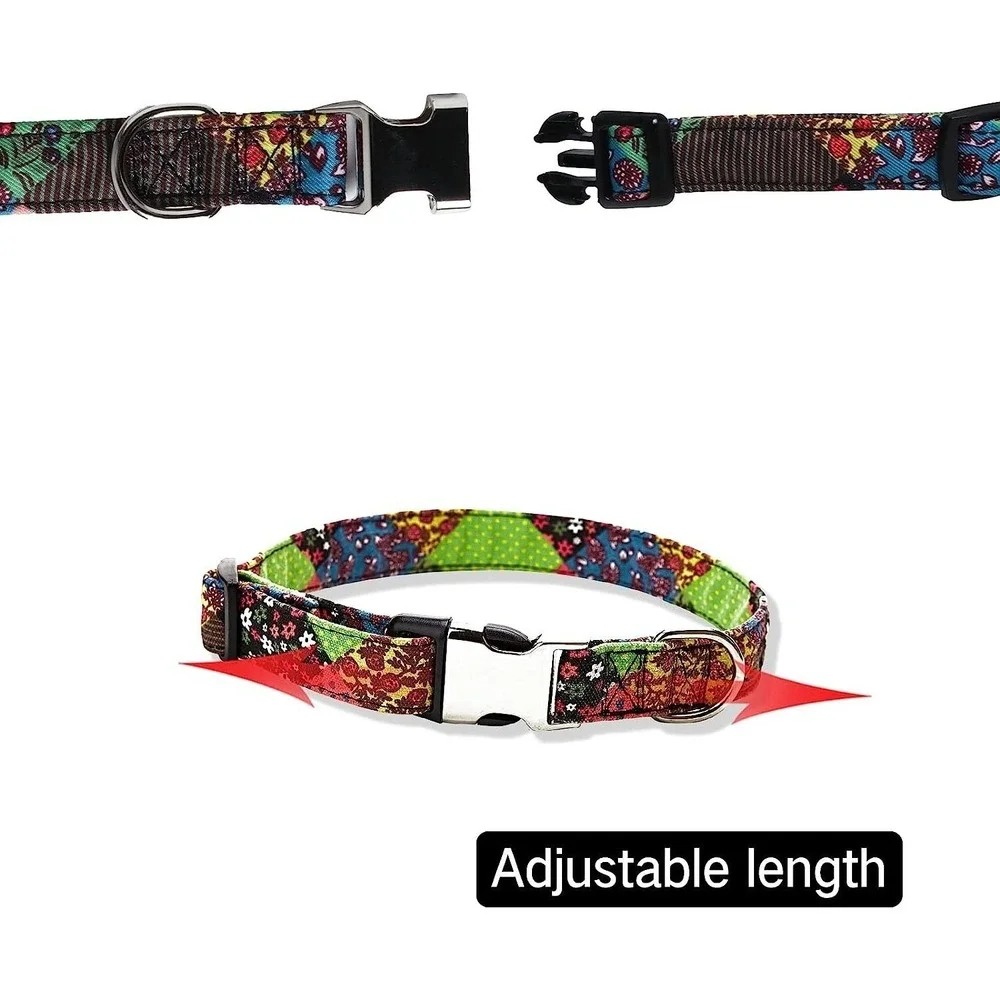 Nylon Floral‎ Collar Dog Puppy Adjustable for Small Medium Large Pets Size L